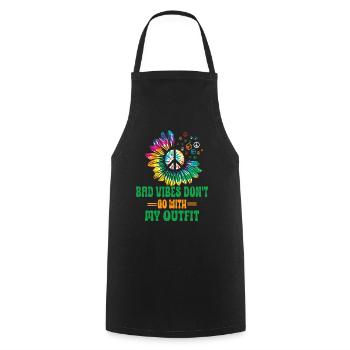 Hippie Peace Zeichen Frieden Blumen Blumenkind - Kochschürze - Schwarz - Vorne - AI Model Male 185 dark (185cm)