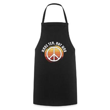 Hippie Peace Zeichen Frieden Blumen Blumenkind - Kochschürze - Schwarz - Vorne - AI Model Male 185 dark (185cm)