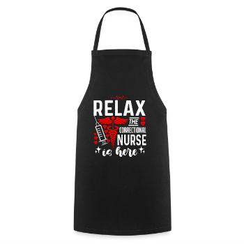 Correctional Nurse Relax The Correctional Medicine - Cooking Apron - black - Front - AI Model Male 185 dark (185cm)