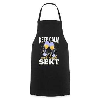 KEEP CALM and drink Sekt - Mädelsabend Pegel - Cooking Apron - black - Front - AI Model Male 185 dark (185cm)