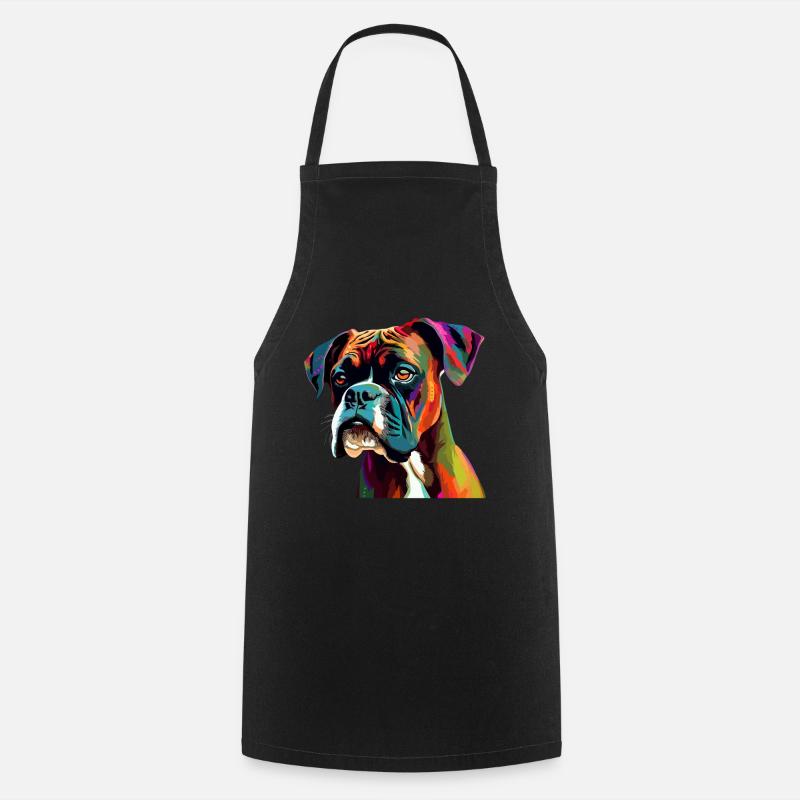 Boxer Dog Coloré - Tablier de cuisine - noir