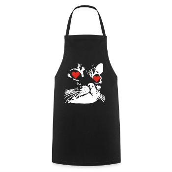 A white cat love - Cooking Apron - black - Front - AI Model Male 185 dark (185cm)