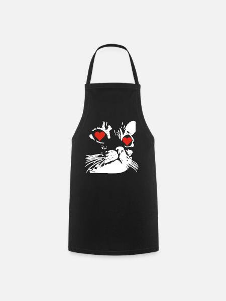 Eine weiße Katzenliebe - Kochschürze - Schwarz