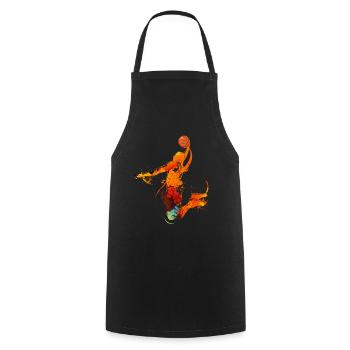 Basketteur Dunking Jump Fire Flame Retro - Tablier de cuisine - noir - Devant - AI Model Male 185 dark (185cm)