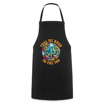 Hippie Peace Sign Peace Flowers Flower Child - Tablier de cuisine - noir - Devant - AI Model Male 185 dark (185cm)