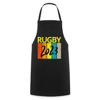 rugby, rugby sport, rugby fan, rugby 2023 - Cooking Apron - black - Front - AI Model Male 185 dark (185cm)
