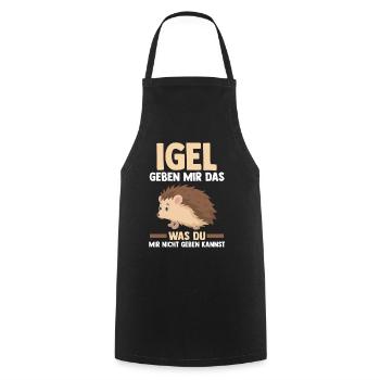 Tiermotiv Igel - Kochschürze - Schwarz - Vorne - AI Model Male 185 dark (185cm)