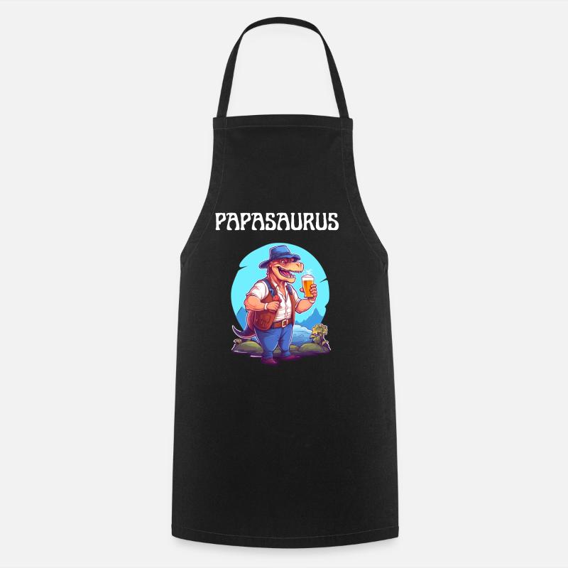 Papa saurus dinosaur families Dino Papasaurus - Cooking Apron - black
