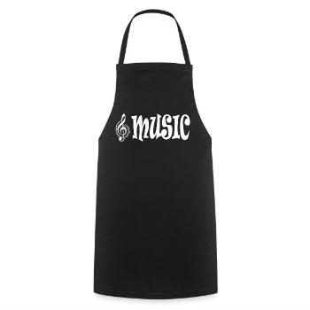 Musique - Style typographique classique rétro - Tablier de cuisine - noir - Devant - AI Model Male 185 dark (185cm)
