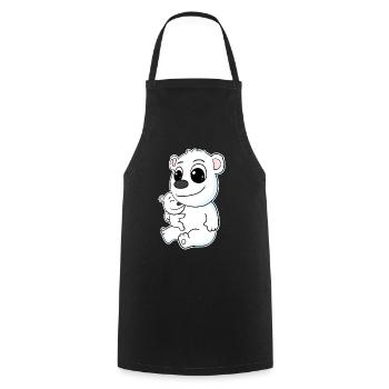 Polar Bear Family - Polar Bear with Baby - Polar Bear Motif - Cooking Apron - black - Front - AI Model Male 185 dark (185cm)