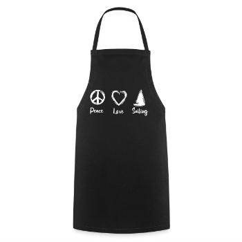 Peace Love Sailing - Kochschürze - Schwarz - Vorne - AI Model Male 185 dark (185cm)