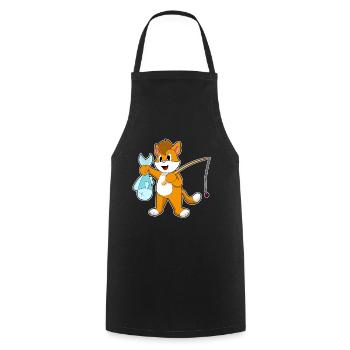 Pêche au chat pêcheur - Tablier de cuisine - noir - Devant - AI Model Male 185 dark (185cm)