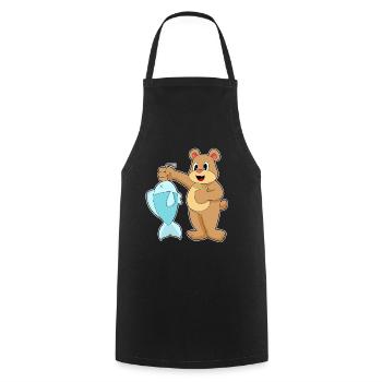 Pêche à la ligne à l’ours Pêche au poisson - Tablier de cuisine - noir - Devant - AI Model Male 185 dark (185cm)