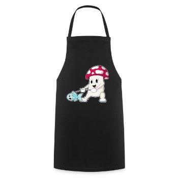Pêche aux poissons pêcheurs aux champignons - Tablier de cuisine - noir - Devant - AI Model Male 185 dark (185cm)