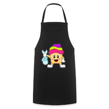 Pêche au poisson Cupcake Angler - Tablier de cuisine - noir - Devant - AI Model Male 185 dark (185cm)