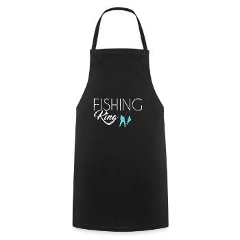 Roi de la pêche - Tablier de cuisine - noir - Devant - AI Model Male 185 dark (185cm)