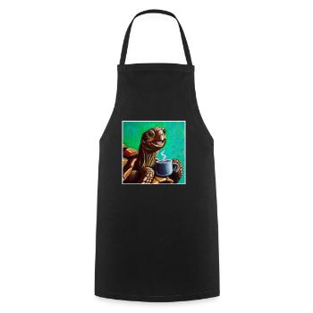 Oilpainting Happy Turtle Turtle - Cooking Apron - black - Front - AI Model Male 185 dark (185cm)