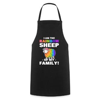 Je suis le mouton arc-en-ciel de ma famille gay - Tablier de cuisine - noir - Devant - AI Model Male 185 dark (185cm)