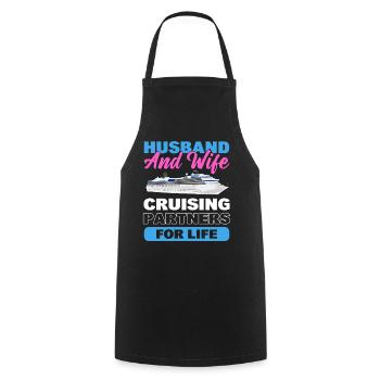 Husband And Wife Cruising Partners For Life Couple - Cooking Apron - black - Front - AI Model Male 185 dark (185cm)