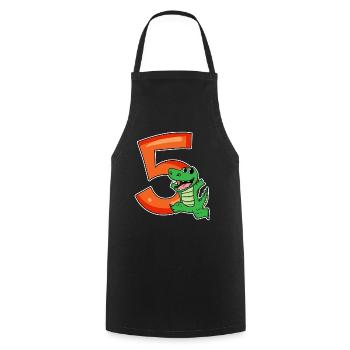5 Birthday 5 years old with animal motif - five - Cooking Apron - black - Front - AI Model Male 185 dark (185cm)