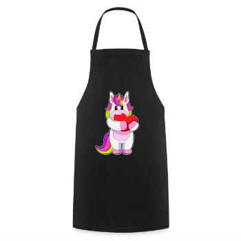 Unicorn Heart - Cooking Apron - black - Front - AI Model Male 185 dark (185cm)