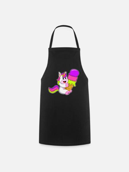 Einhorn Waffeleis - Kochschürze - Schwarz