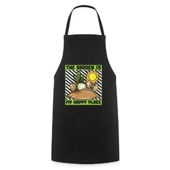 The Garden Is My Happy Place Horticulture Gardener - Cooking Apron - black - Front - AI Model Male 185 dark (185cm)