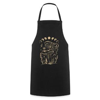 Boho Mushrooms Cottage Core Aesthetic Goblincore - Cooking Apron - black - Front - AI Model Male 185 dark (185cm)