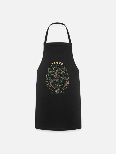 Boho Mushrooms Cottage Core Esthétique Goblincore - Tablier de cuisine - noir