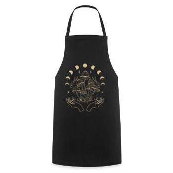 Boho Mushrooms Cottage Core Aesthetic Goblincore - Cooking Apron - black - Front - AI Model Male 185 dark (185cm)