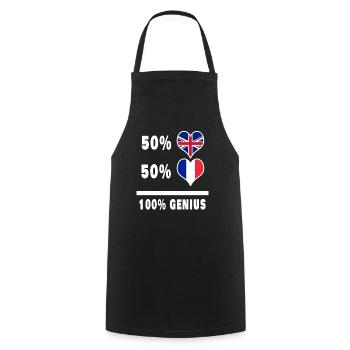 France and Great Britain 100% Genius Flag - Cooking Apron - black - Front - AI Model Male 185 dark (185cm)