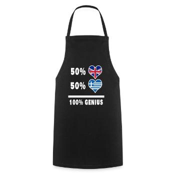 Grèce et Grande-Bretagne 100% Genius Flag - Tablier de cuisine - noir - Devant - AI Model Male 185 dark (185cm)