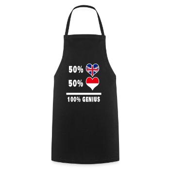 Indonesia and Great Britain 100% Genius Flag - Cooking Apron - black - Front - AI Model Male 185 dark (185cm)