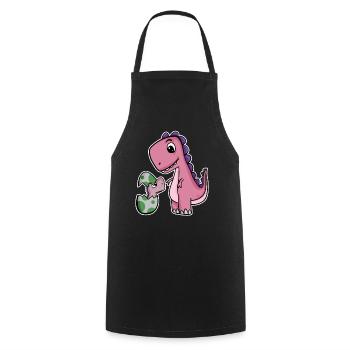 Dinosaure avec bébé dinosaure - Dino - Tablier de cuisine - noir - Devant - AI Model Male 185 dark (185cm)
