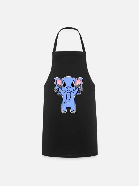 Elefant Hantel Training Krafttraining Fitness - Kochschürze - Schwarz