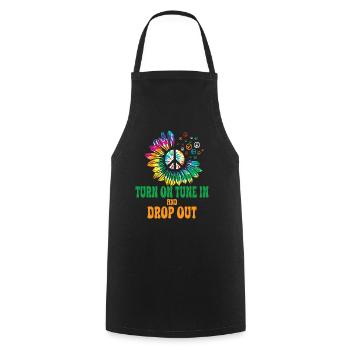 Hippie Peace Sign Peace Flowers Flower Child - Tablier de cuisine - noir - Devant - AI Model Male 185 dark (185cm)