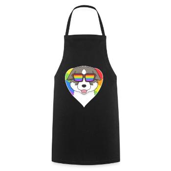 Rainbow - Dog Thai Bangkaew Dog with Glasses - Cooking Apron - black - Front - AI Model Male 185 dark (185cm)