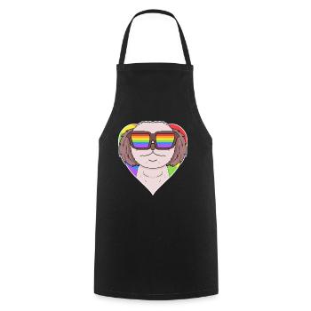 Rainbow - Dog Shih Tzu with glasses and heart - Cooking Apron - black - Front - AI Model Male 185 dark (185cm)