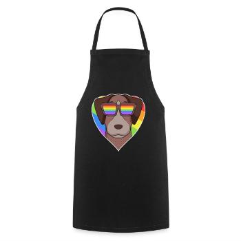 Rainbow - Pointeur de chien avec lunettes et cœur - Tablier de cuisine - noir - Devant - AI Model Male 185 dark (185cm)