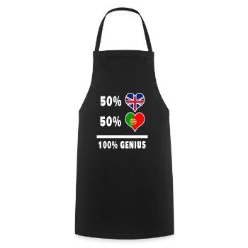 Portugal et Grande-Bretagne 100% Genius Flag - Tablier de cuisine - noir - Devant - AI Model Male 185 dark (185cm)