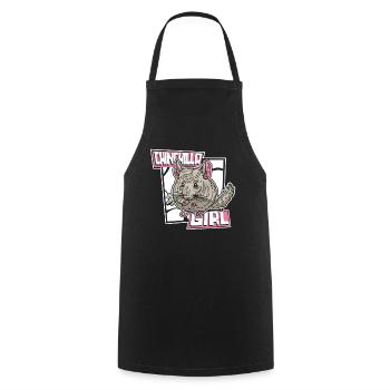 Chinchilla Girl Longhair Shorttail Long Tail - Cooking Apron - black - Front - AI Model Male 185 dark (185cm)