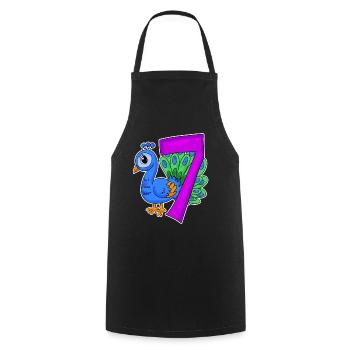 7 birthday 7 years old with animal motif - seven - Cooking Apron - black - Front - AI Model Male 185 dark (185cm)