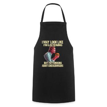 Thoughts of cheeseburgers - Cooking Apron - black - Front - AI Model Male 185 dark (185cm)