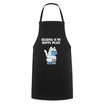 Reading is my happy place - Cooking Apron - black - Front - AI Model Male 185 dark (185cm)