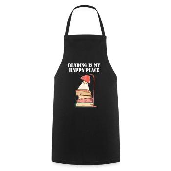 Reading is my happy place - Cooking Apron - black - Front - AI Model Male 185 dark (185cm)