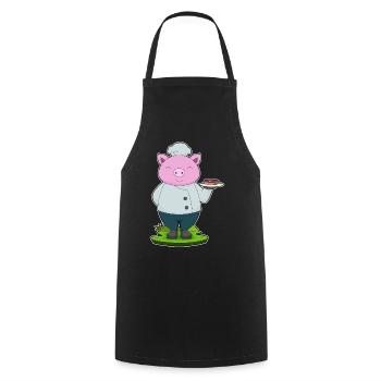 Pork Cook Meat Cooking - Cooking Apron - black - Front - AI Model Male 185 dark (185cm)