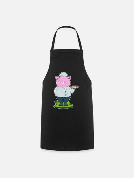 Schwein Koch Fleisch Kochen - Kochschürze - Schwarz