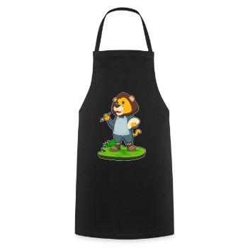 Lion Peintre Pinceau Peinture - Tablier de cuisine - noir - Devant - AI Model Male 185 dark (185cm)