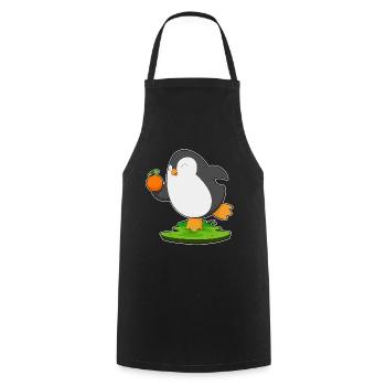 Penguin Orange - Cooking Apron - black - Front - AI Model Male 185 dark (185cm)