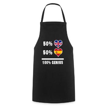 Spain and Great Britain 100% Genius Flag - Cooking Apron - black - Front - AI Model Male 185 dark (185cm)